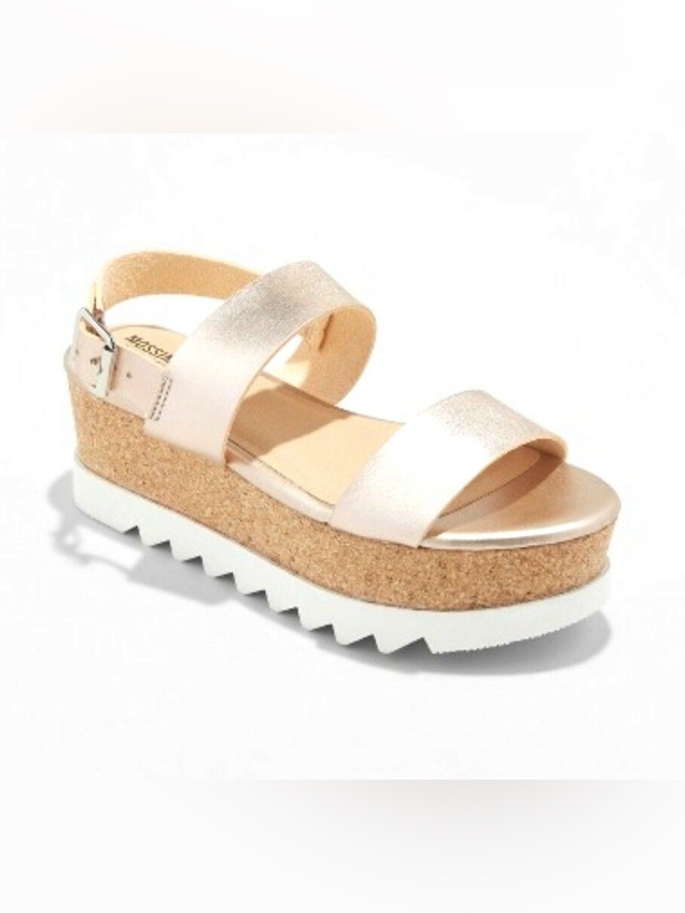 Mossimo Gold Lizzie Platform Sandals Chunky Block Heel Y2K 8
